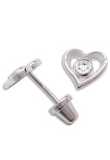 outstanding silver clear cubic zirconia heart baby birthstone earrings 
